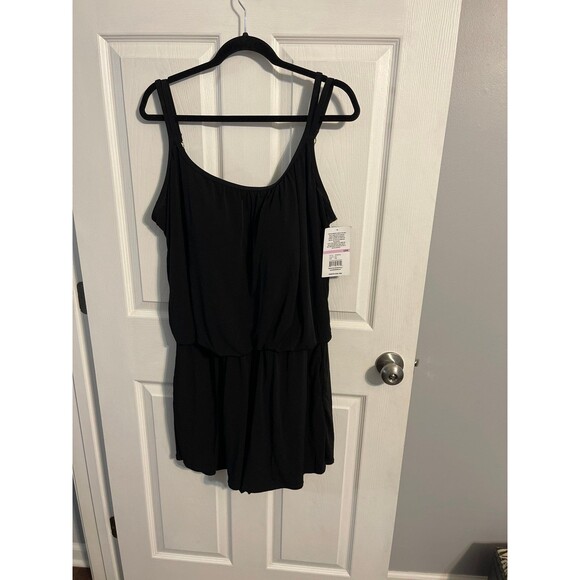 Maxine Of Hollywood Jersey Swim Romper One Piece Swimsuit Size 22W Black New - Picture 5 of 8